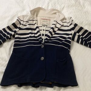 CAbi Navy and Cream Striped Jacket